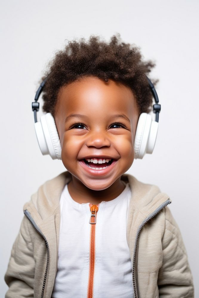 Headphones portrait headset smile. 