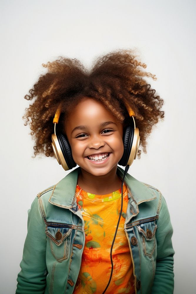 Headphones portrait headset smile. AI generated Image by rawpixel.