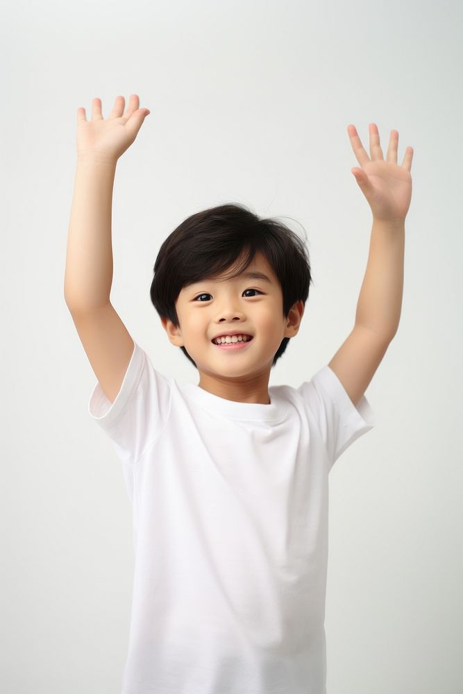 Asian kid boy hand portrait t-shirt. AI generated Image by rawpixel.