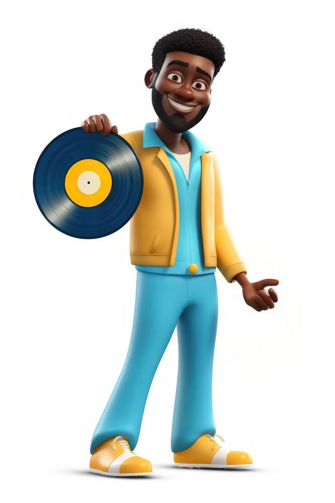 African afrobeat singer cartoon record yellow. AI generated Image by rawpixel.
