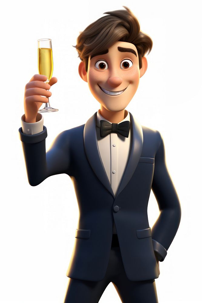 Champagne cartoon tuxedo adult. AI generated Image by rawpixel.