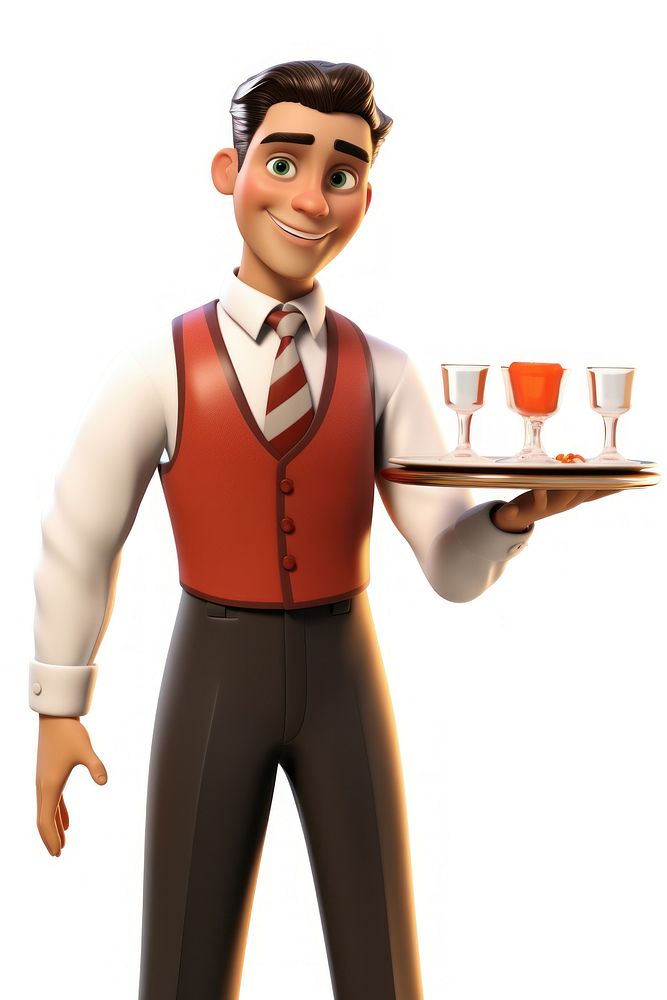 Holding cartoon waiter adult. 