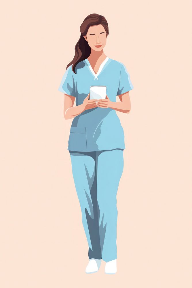 A female nurse holding tablet hospital adult white background. AI generated Image by rawpixel.