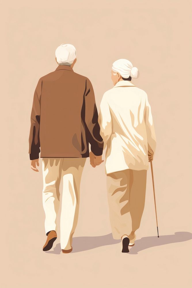 Senior couple walking together adult togetherness architecture. 