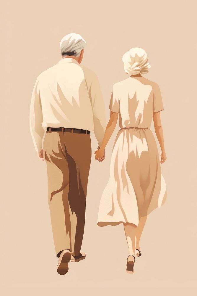 Senior couple walking together footwear adult togetherness. AI generated Image by rawpixel.