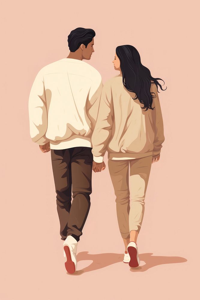 Teen age couple walking adult togetherness. AI generated Image by rawpixel.