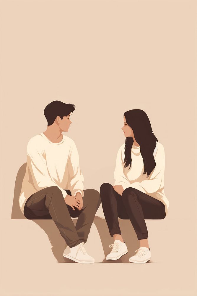 Sitting conversation footwear face.