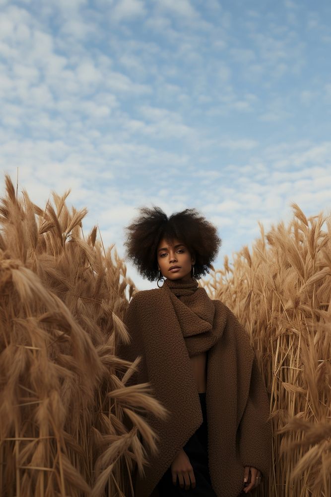 Autumn clothing field outdoors portrait. 