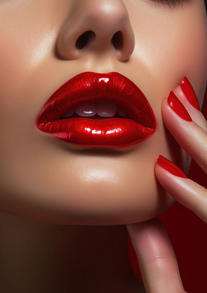 Red lips cosmetics lipstick adult. AI generated Image by rawpixel.