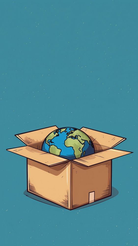 Cardboard planet box container. AI generated Image by rawpixel.