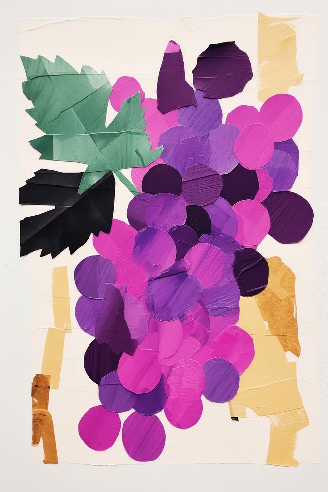 Grape art painting collage. AI generated Image by rawpixel.