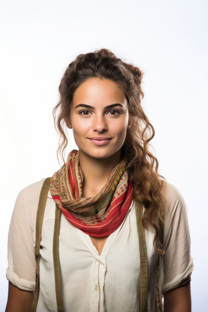 Woman portrait scarf photo. AI generated Image by rawpixel.