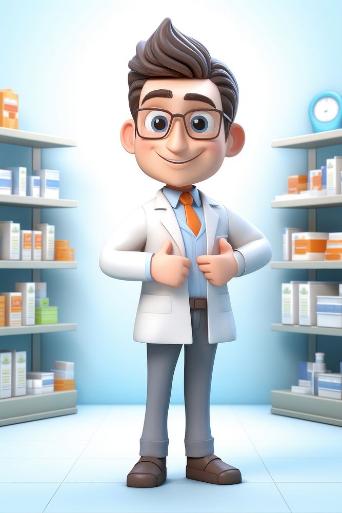 Pharmacist pharmacy cartoon publication. AI generated Image by rawpixel.