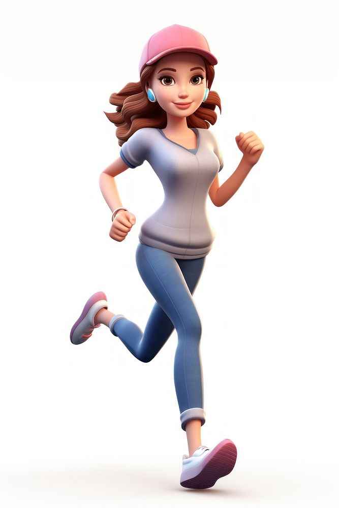 Woman exercise footwear cartoon white background. AI generated Image by rawpixel.