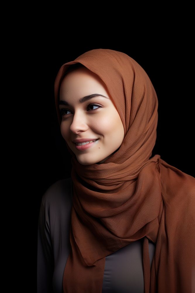 Portrait smiling hijab scarf. AI generated Image by rawpixel.