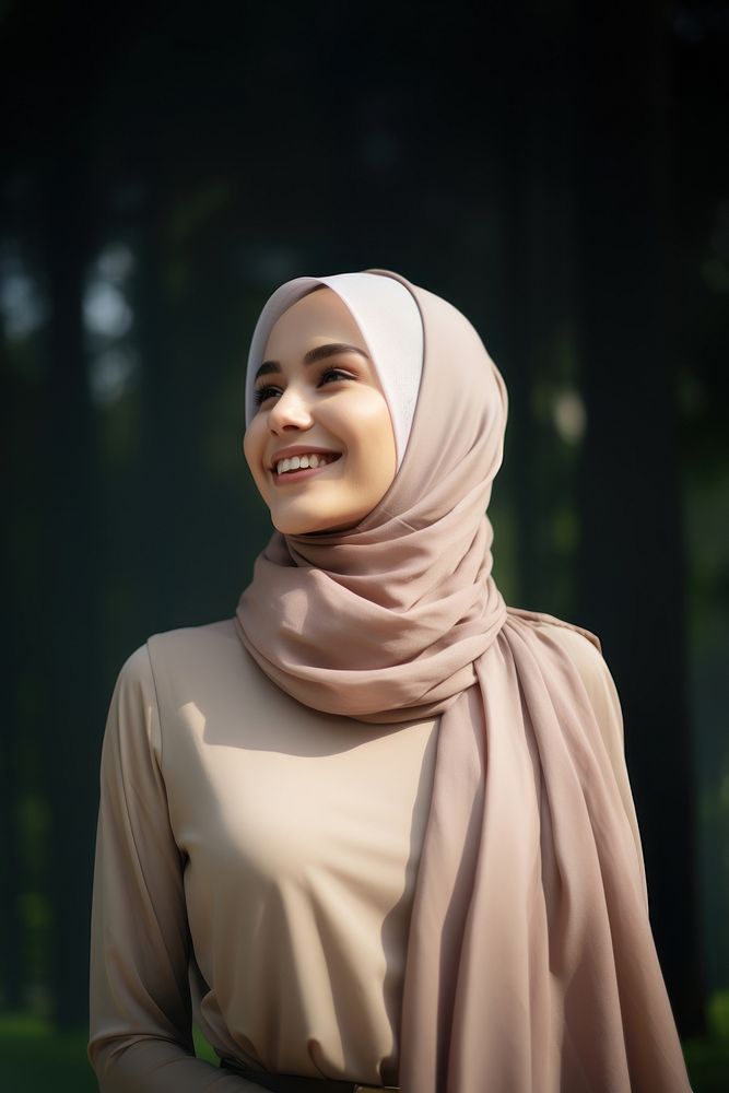 Smiling hijab scarf smile. AI generated Image by rawpixel.