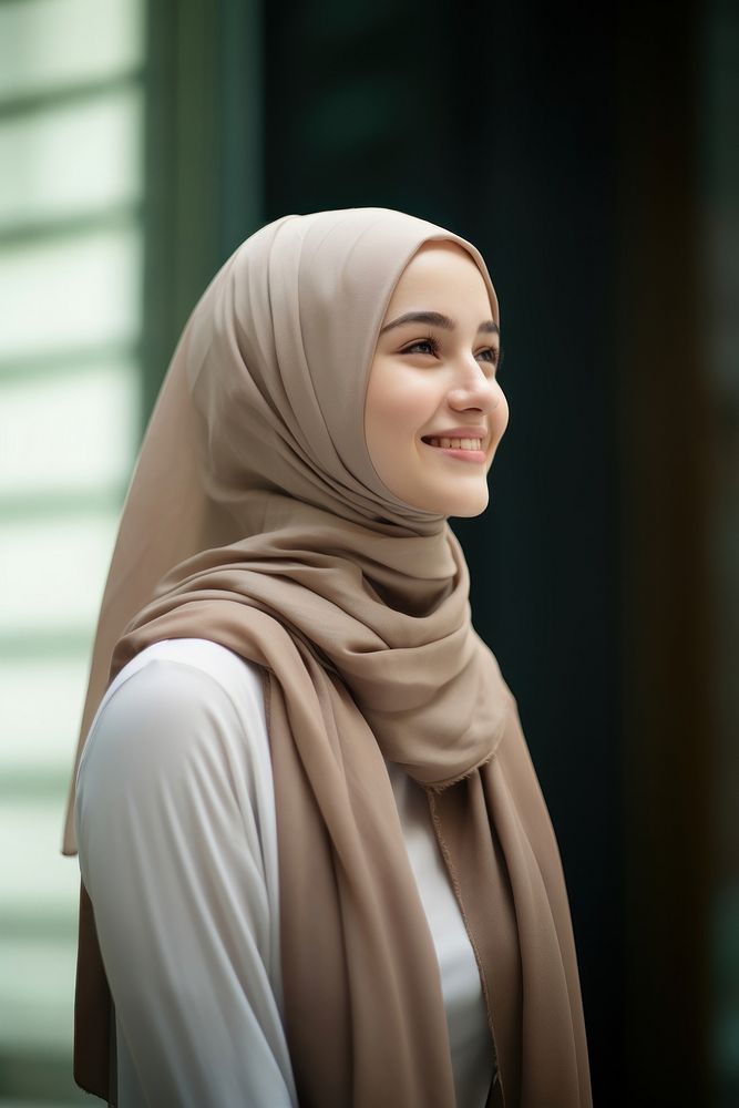 Smiling hijab scarf smile. AI generated Image by rawpixel.