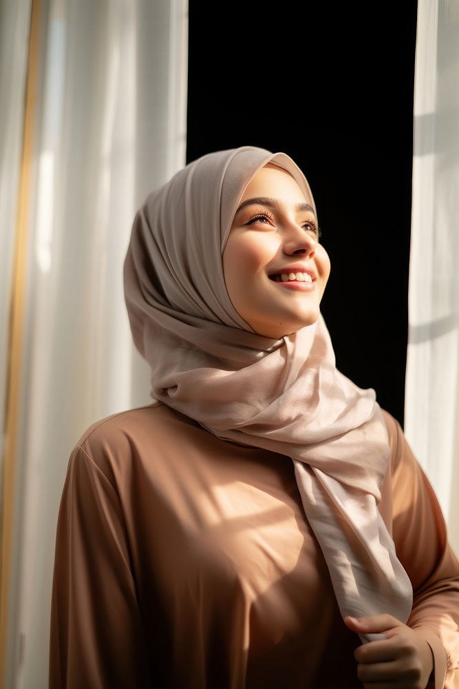 Smiling adult smile hijab. AI generated Image by rawpixel.