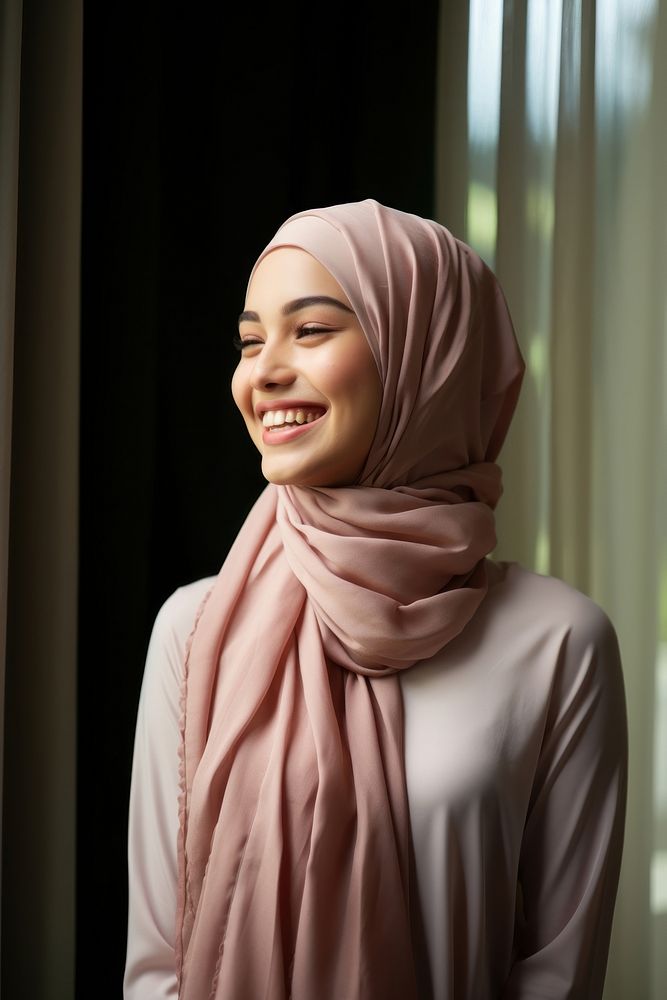 Smiling hijab scarf smile. AI generated Image by rawpixel.