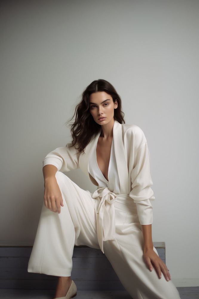 Women fashion adult robe contemplation. 