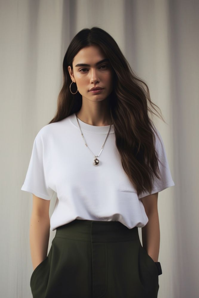 Women fashion necklace jewelry blouse. AI generated Image by rawpixel.