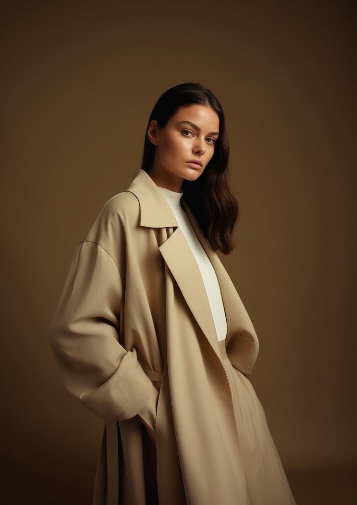 Woman wearing coat overcoat portrait fashion. AI generated Image by rawpixel.