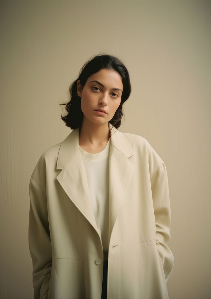 Woman wearing coat portrait photo contemplation. 