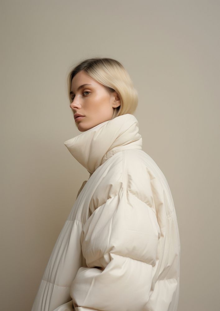 Woman wearing a white puffer jacket portrait fashion adult. AI generated Image by rawpixel.