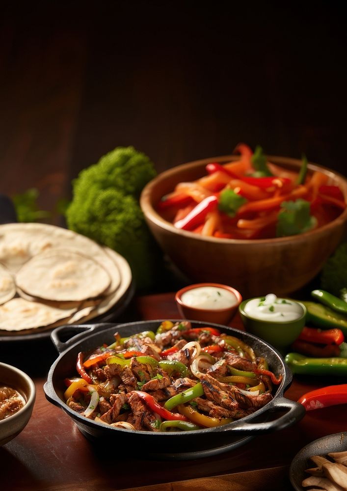 Fajita plate food meal. AI generated Image by rawpixel.