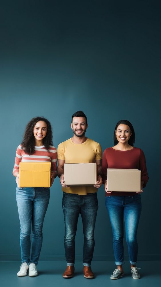 Diversity volunteers cardboard adult jeans. AI generated Image by rawpixel.