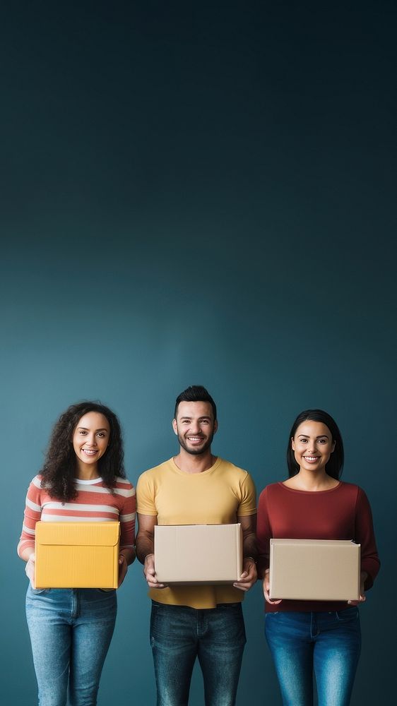 Diversity volunteers cardboard portrait adult. AI generated Image by rawpixel.