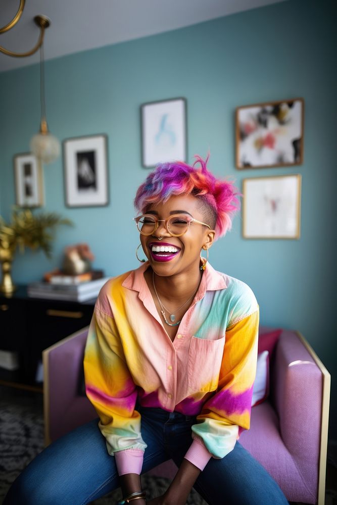 Black woman cheerful portrait smiling. AI generated Image by rawpixel.