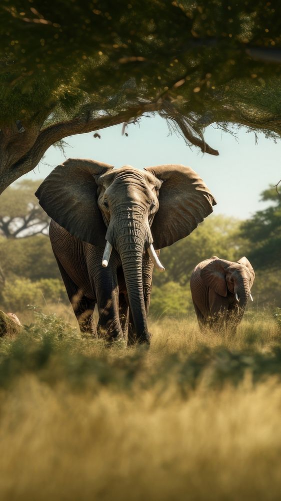 Wildlife documentary grassland elephant outdoors. AI generated Image by rawpixel.