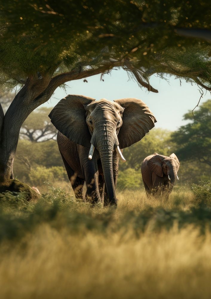 Wildlife documentary grassland elephant outdoors. AI generated Image by rawpixel.