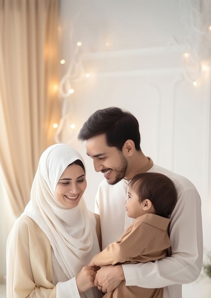 Happy Muslim family reading quran together baby affectionate togetherness. AI generated Image by rawpixel.