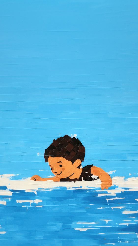 Kid swimming cartoon relaxation recreation. AI generated Image by rawpixel.