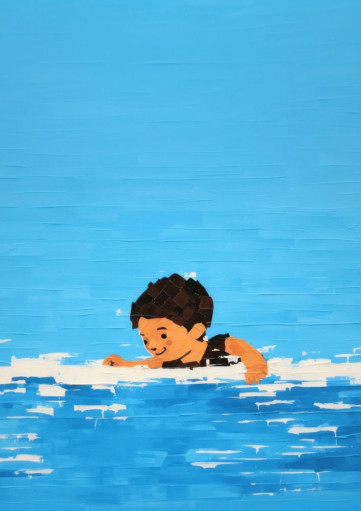 Kid swimming relaxation recreation floating. AI generated Image by rawpixel.