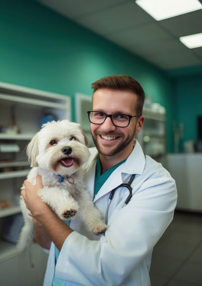 Veterinarian portrait glasses doctor. AI generated Image by rawpixel.