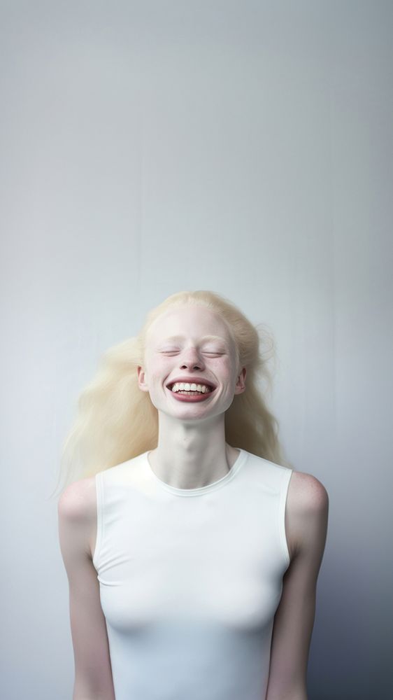 Albinism woman laughing portrait adult. 