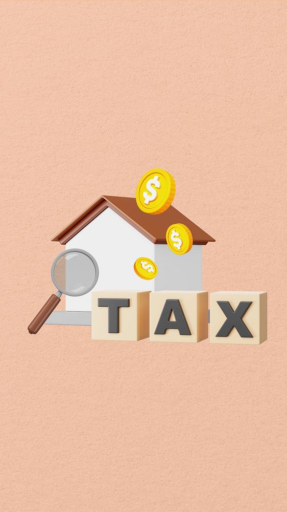 Property tax 3D iPhone wallpaper, finance remix