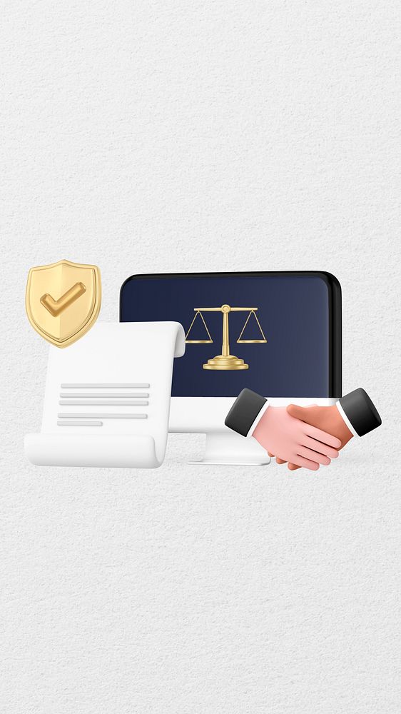 Law firm accreditation phone wallpaper, 3D business handshake remix