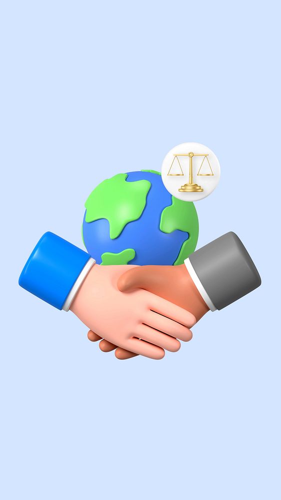 Environmental law phone wallpaper, 3D business handshake remix