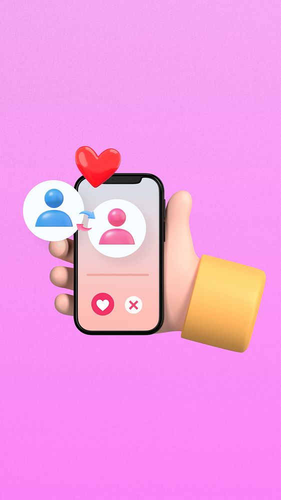Dating app matched phone wallpaper, 3D love remix