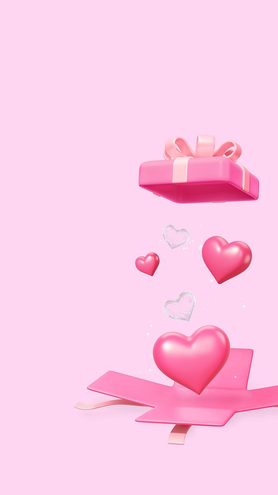 Pink Valentine's gift phone wallpaper, love 3D remix