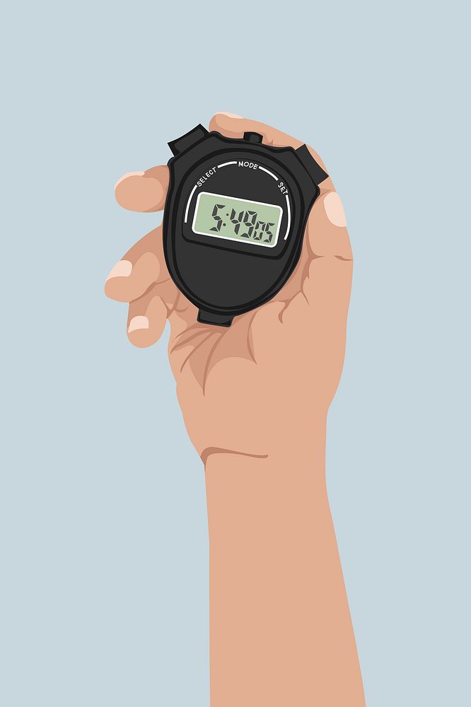 Hand stopwatch, aesthetic illustration, design resource