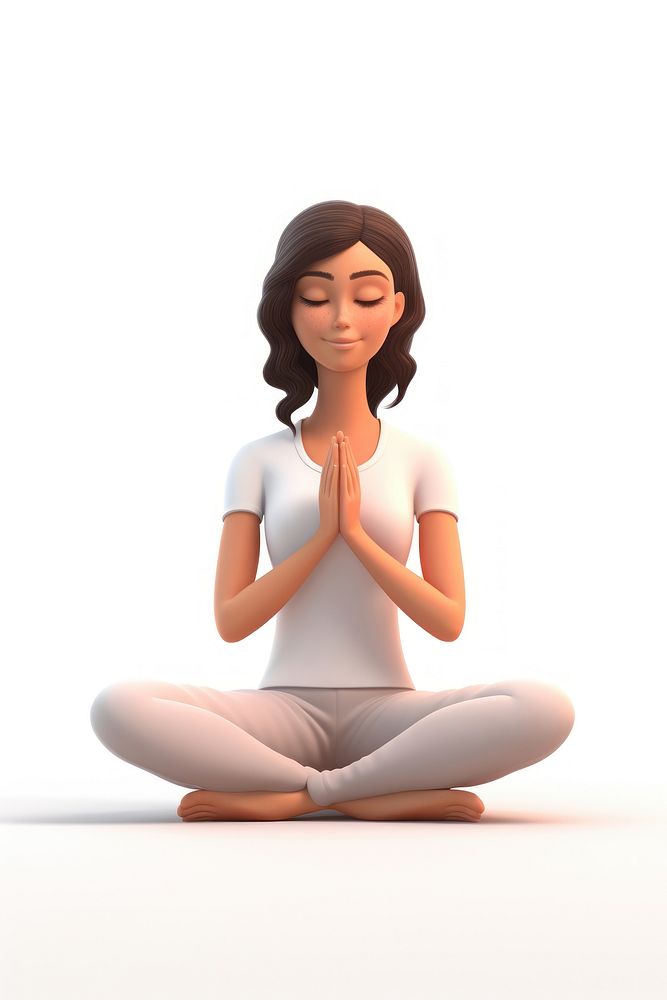 Yoga adult woman white background. AI generated Image by rawpixel.