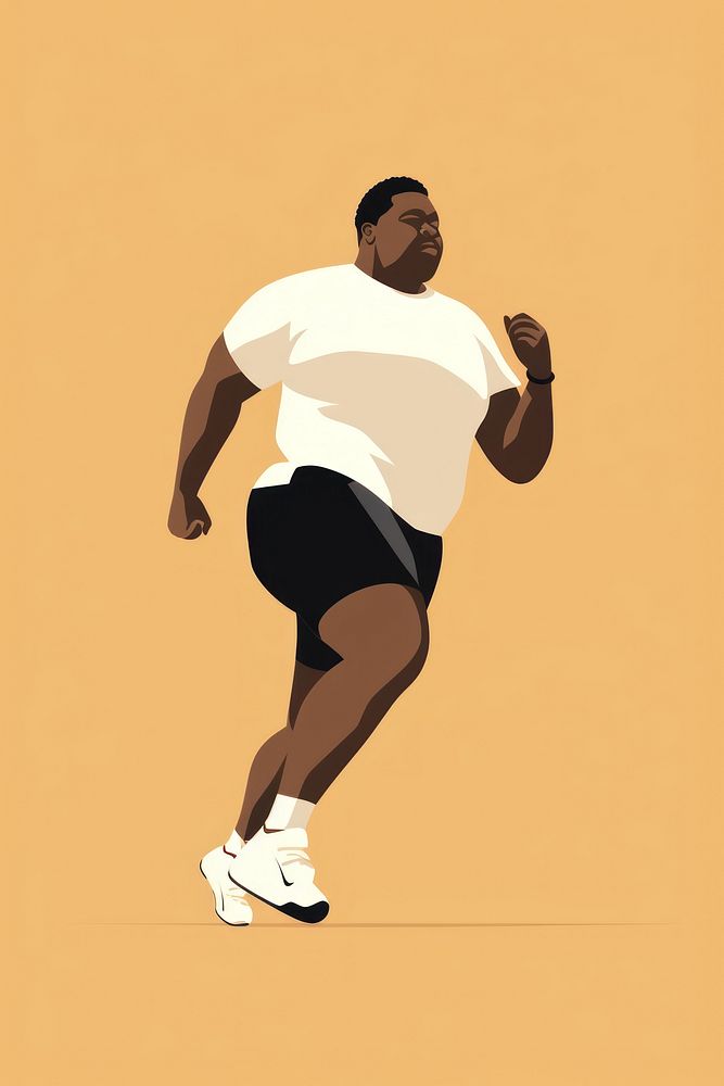 Chubby black man running footwear shorts adult. AI generated Image by rawpixel.