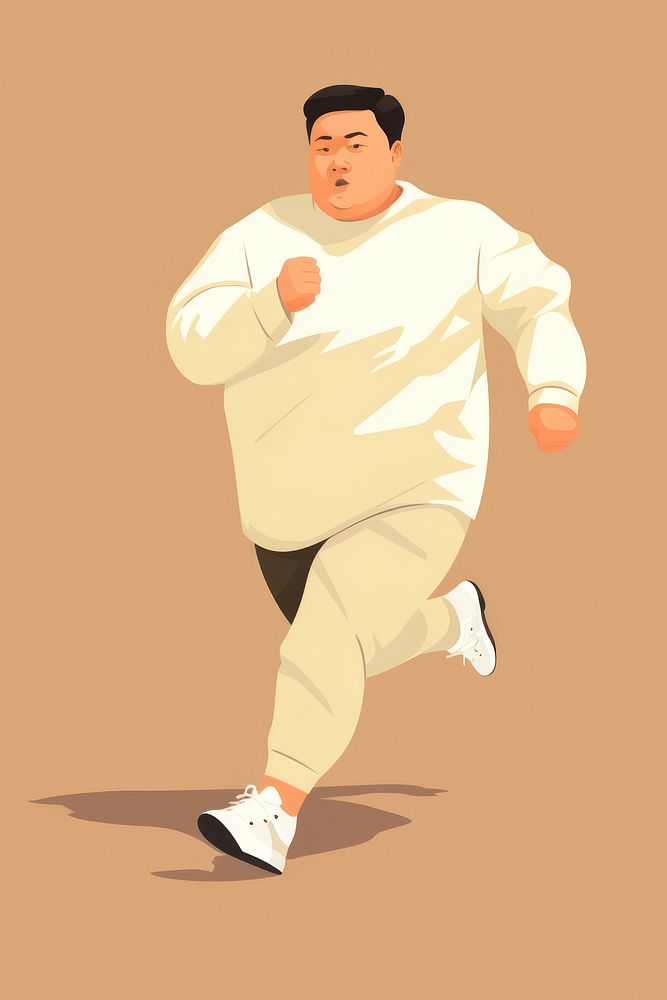 Chubby asian man running sports exercising wrestling. AI generated Image by rawpixel.