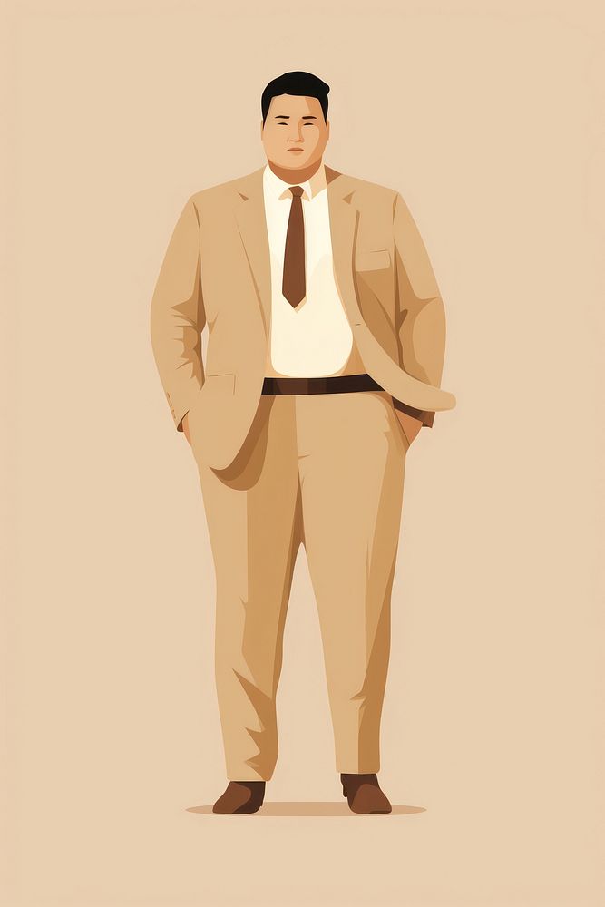 Asian Chubby man standing adult suit. AI generated Image by rawpixel.