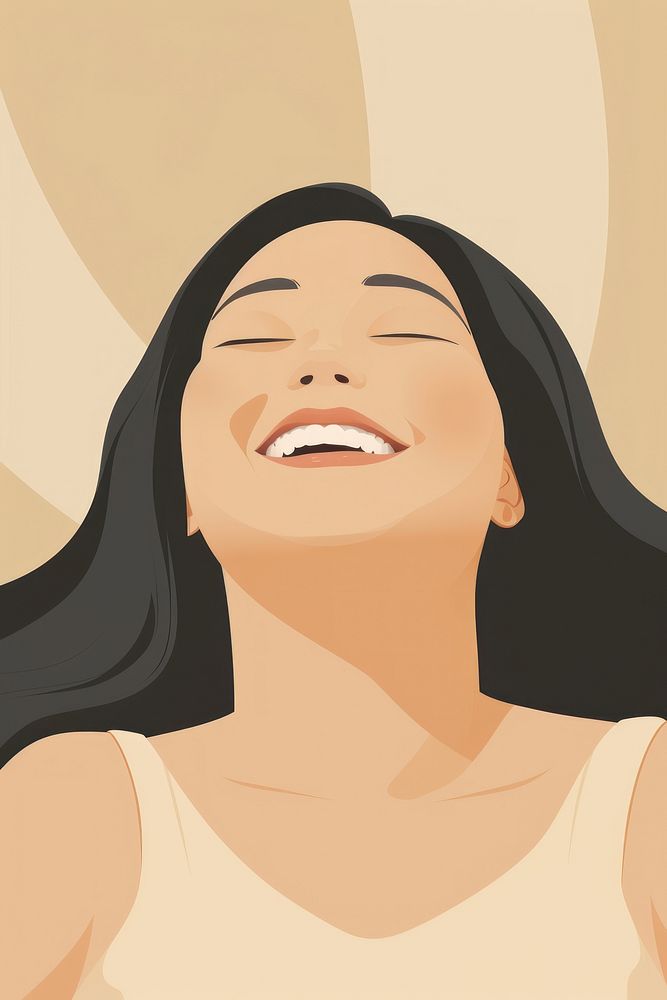 Asian chubby woman laugh portrait smile adult. AI generated Image by rawpixel.